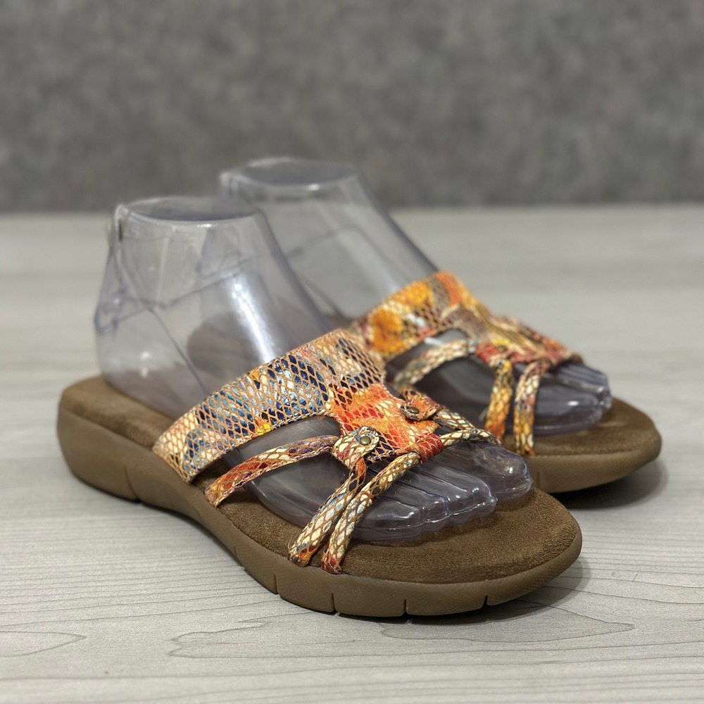 Aerosoles‎ Wip Away Sandals Womens 6.5 Multicolor Snake Print Slip On Strappy